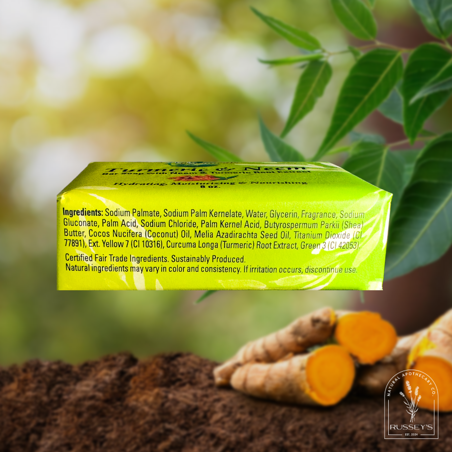 Mine Botanicals Neem and Turmeric Root bar soap ingredients