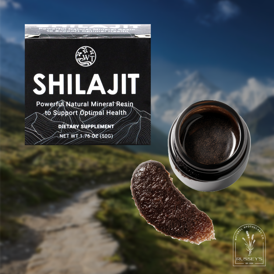 Shilajit Extract Resin by The Water Tree Superfoods, containing over 80 trace minerals and fulvic acid for neuroprotection, sourced from the Himalayas
